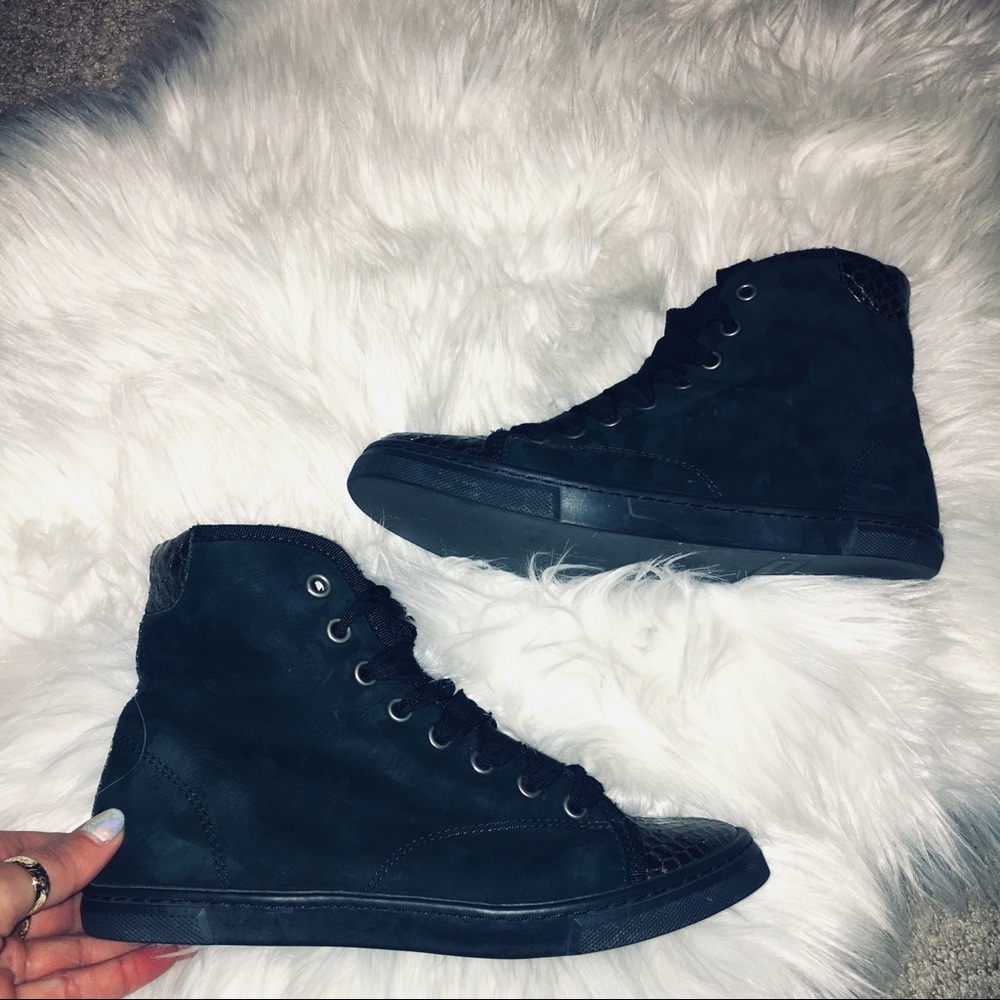 Lanvin Teal Python High Top Sneakers - image 4